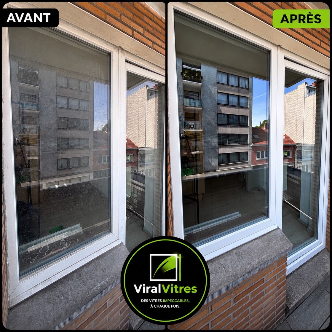 Avant / après : nettoyage de vitres par ViralVitres à Waremme
